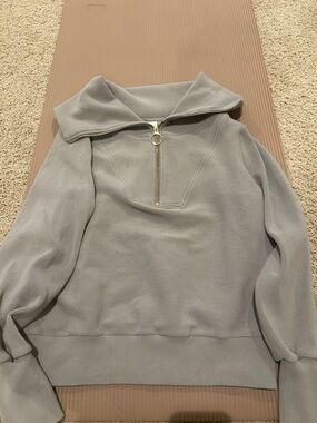 Varley Light Gray Half-Zip Funnel Neck Pullover